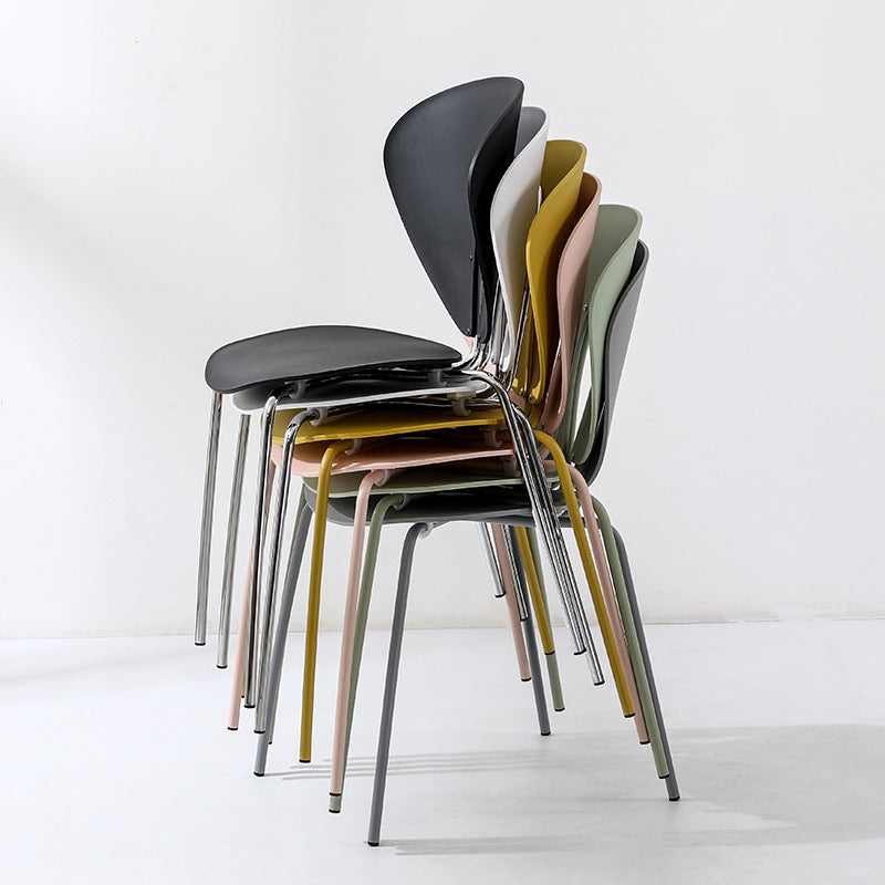 Traditional French Triangular Backrest Plastic Dining Chair With Stainless Steel Legs For Dining Room