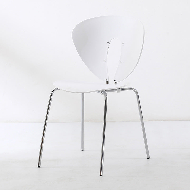 Traditional French Triangular Backrest Plastic Dining Chair With Stainless Steel Legs For Dining Room