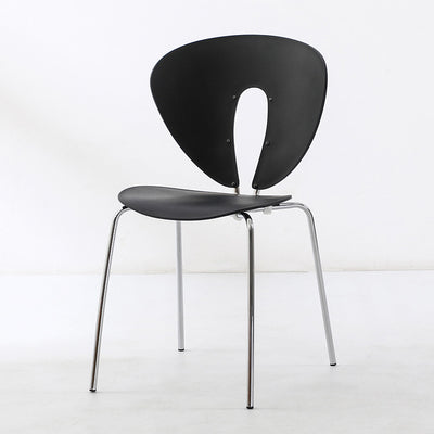 Traditional French Triangular Backrest Plastic Dining Chair With Stainless Steel Legs For Dining Room