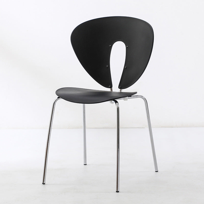 Traditional French Triangular Backrest Plastic Dining Chair With Stainless Steel Legs For Dining Room
