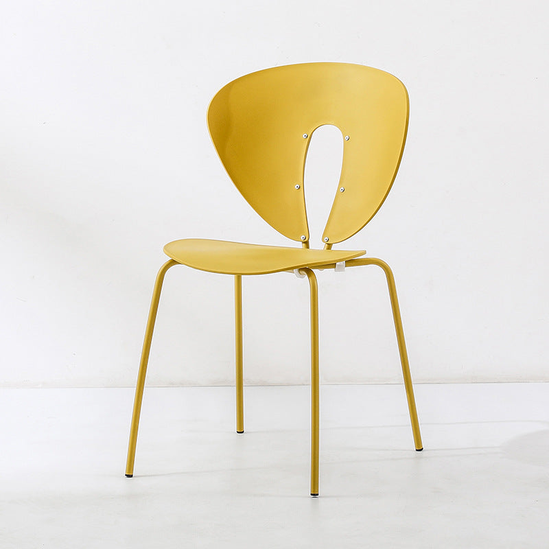 Traditional French Triangular Backrest Plastic Dining Chair With Stainless Steel Legs For Dining Room