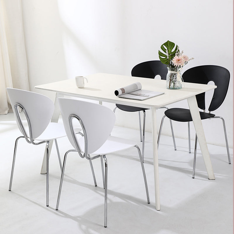 Traditional French Triangular Backrest Plastic Dining Chair With Stainless Steel Legs For Dining Room