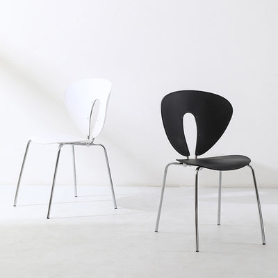 Traditional French Triangular Backrest Plastic Dining Chair With Stainless Steel Legs For Dining Room