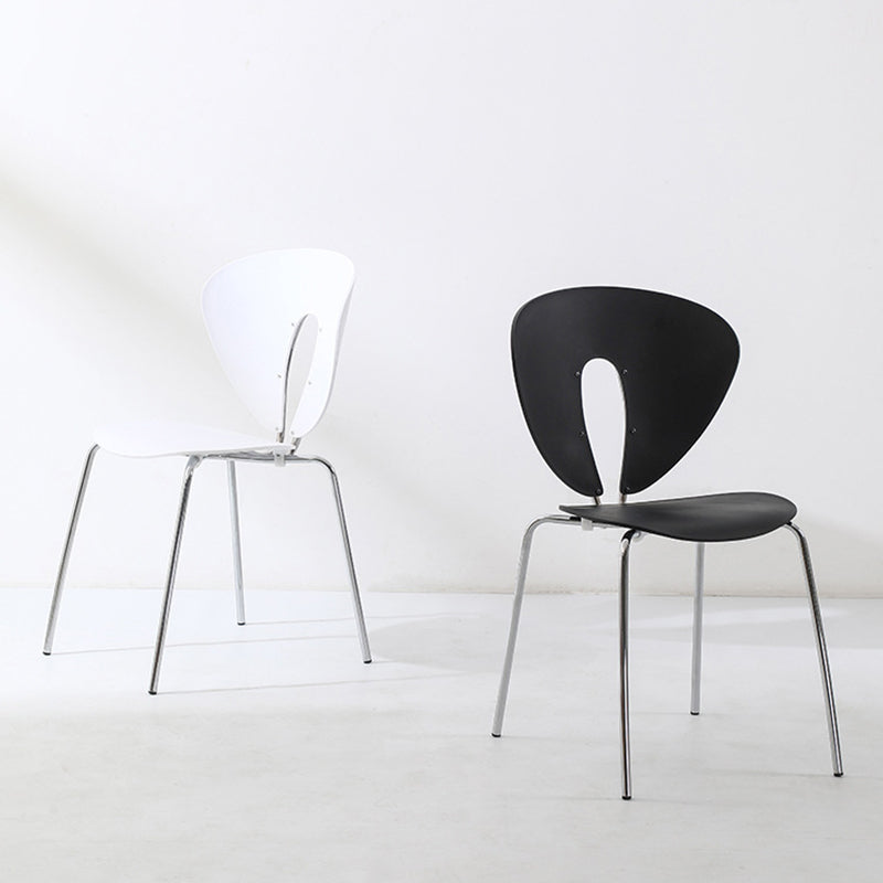 Traditional French Triangular Backrest Plastic Dining Chair With Stainless Steel Legs For Dining Room