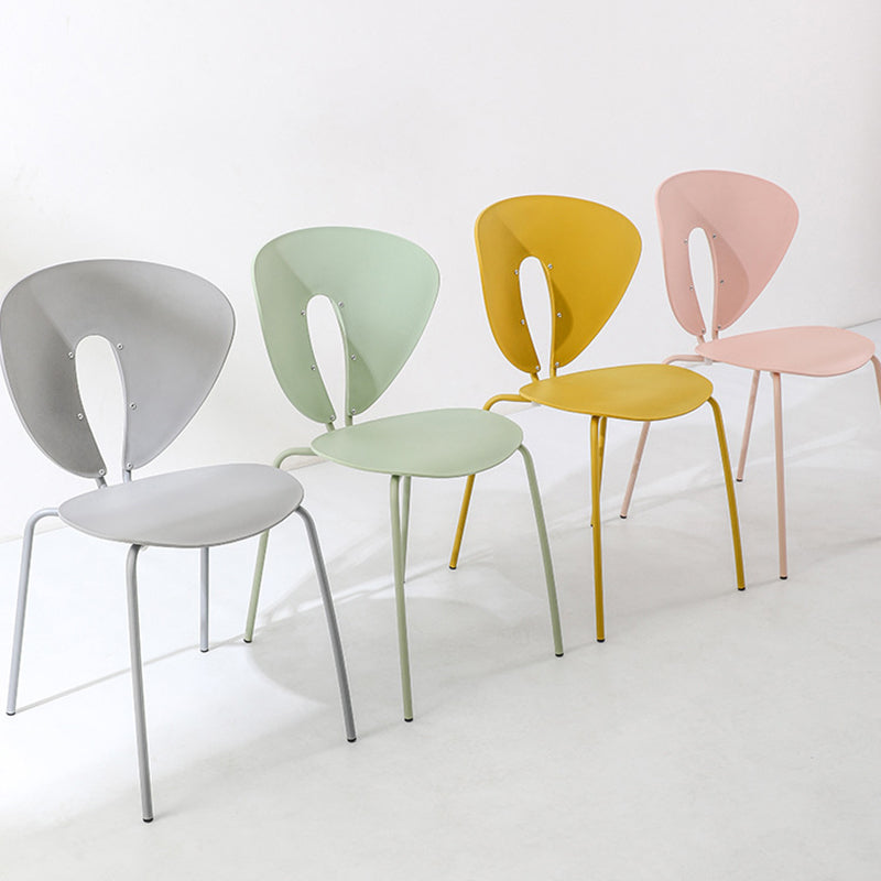Traditional French Triangular Backrest Plastic Dining Chair With Stainless Steel Legs For Dining Room
