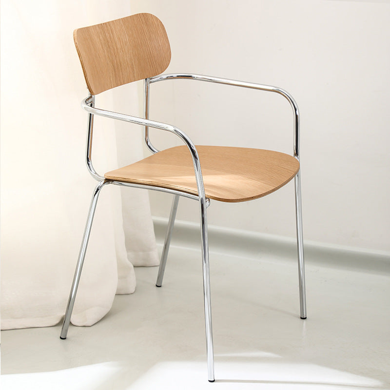 Contemporary Industrial Square Seat Solid Wood Metal Dining Chair For Dining Room