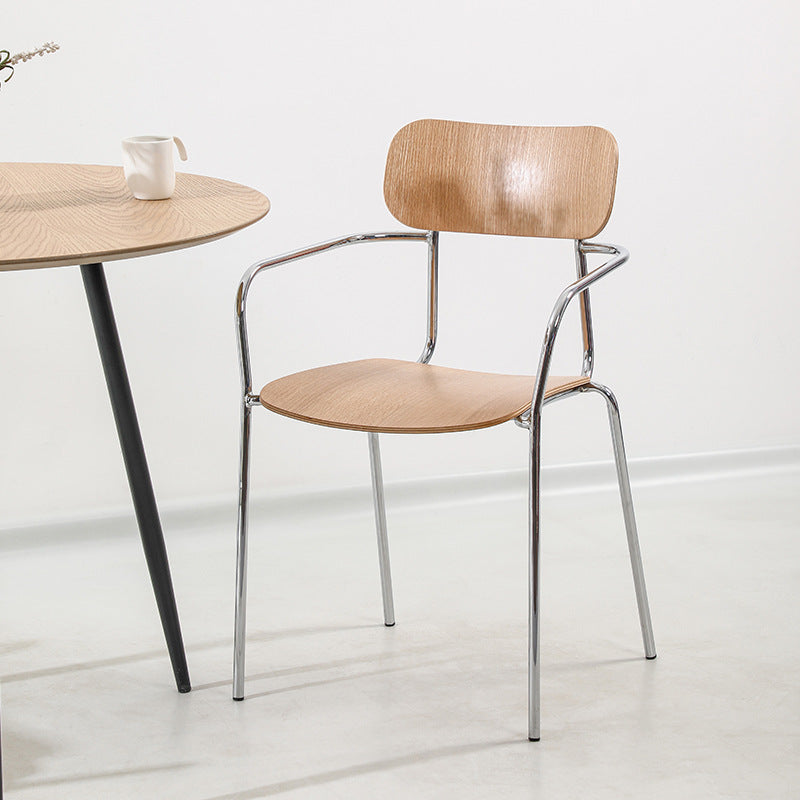 Contemporary Industrial Square Seat Solid Wood Metal Dining Chair For Dining Room