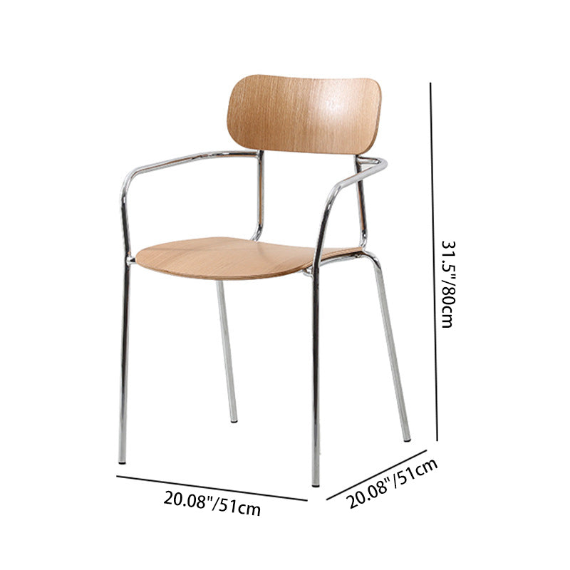Contemporary Industrial Square Seat Solid Wood Metal Dining Chair For Dining Room