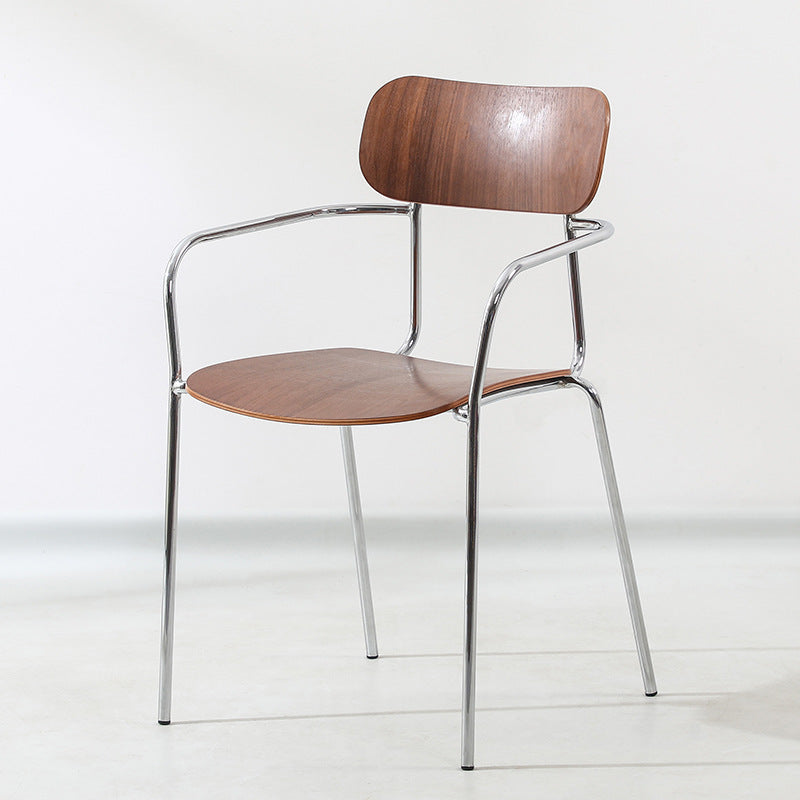 Contemporary Industrial Square Seat Solid Wood Metal Dining Chair For Dining Room