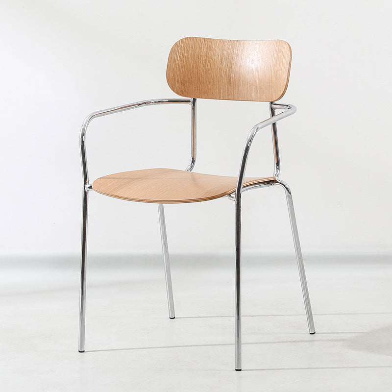 Contemporary Industrial Square Seat Solid Wood Metal Dining Chair For Dining Room
