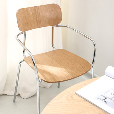 Contemporary Industrial Square Seat Solid Wood Metal Dining Chair For Dining Room