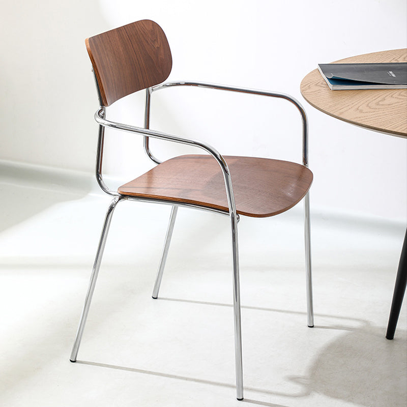 Contemporary Industrial Square Seat Solid Wood Metal Dining Chair For Dining Room