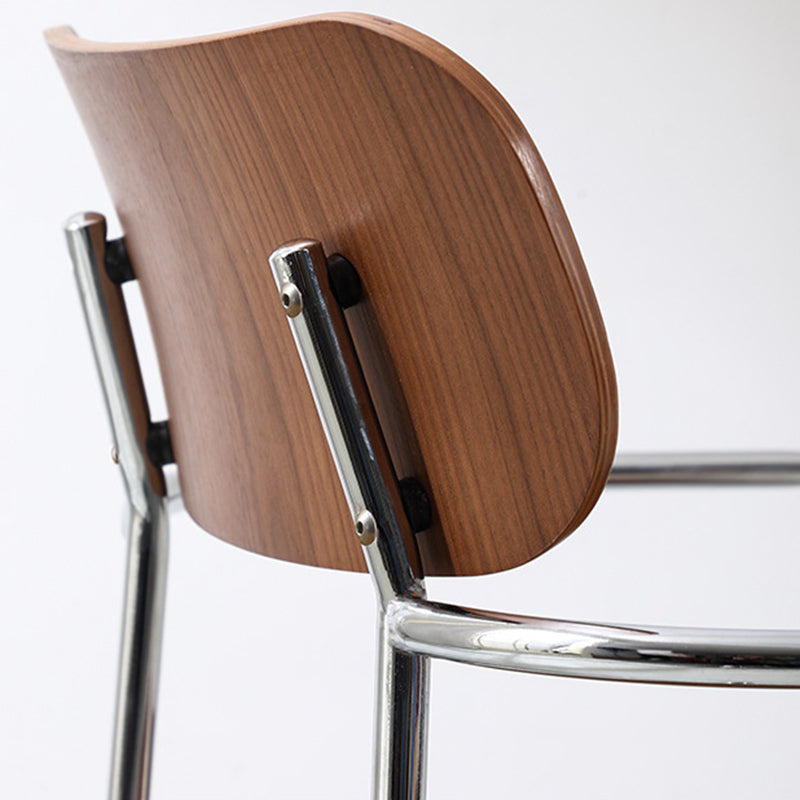 Contemporary Industrial Square Seat Solid Wood Metal Dining Chair For Dining Room