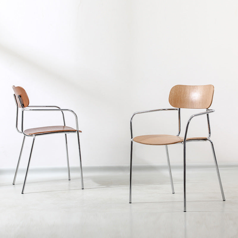 Contemporary Industrial Square Seat Solid Wood Metal Dining Chair For Dining Room