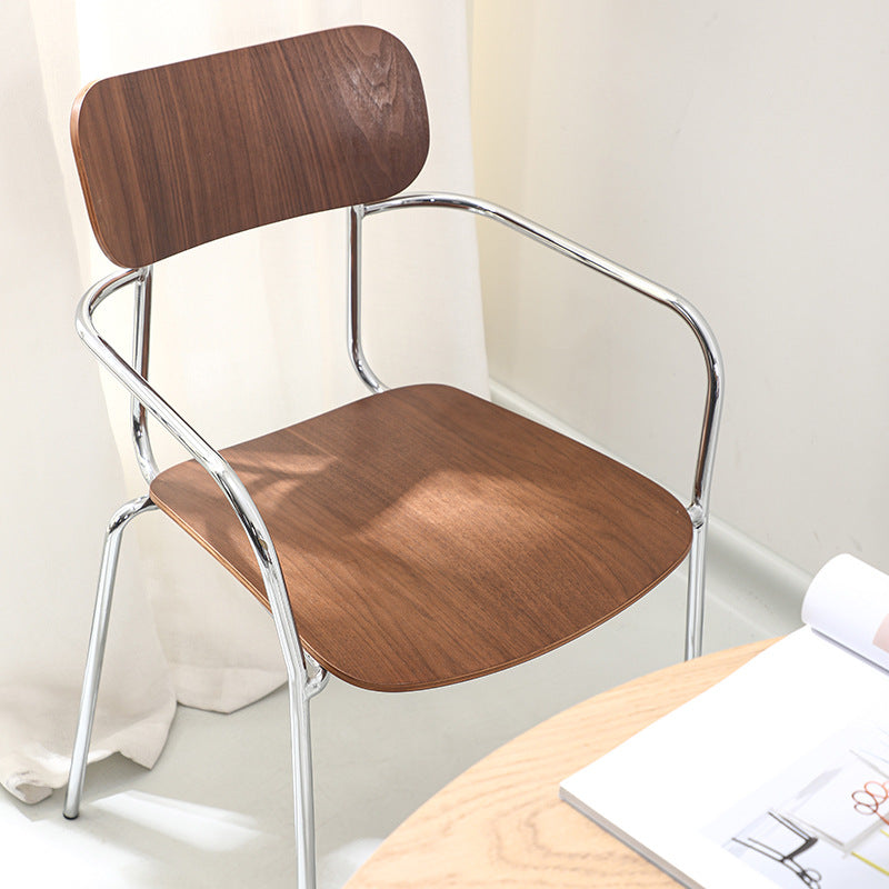Contemporary Industrial Square Seat Solid Wood Metal Dining Chair For Dining Room