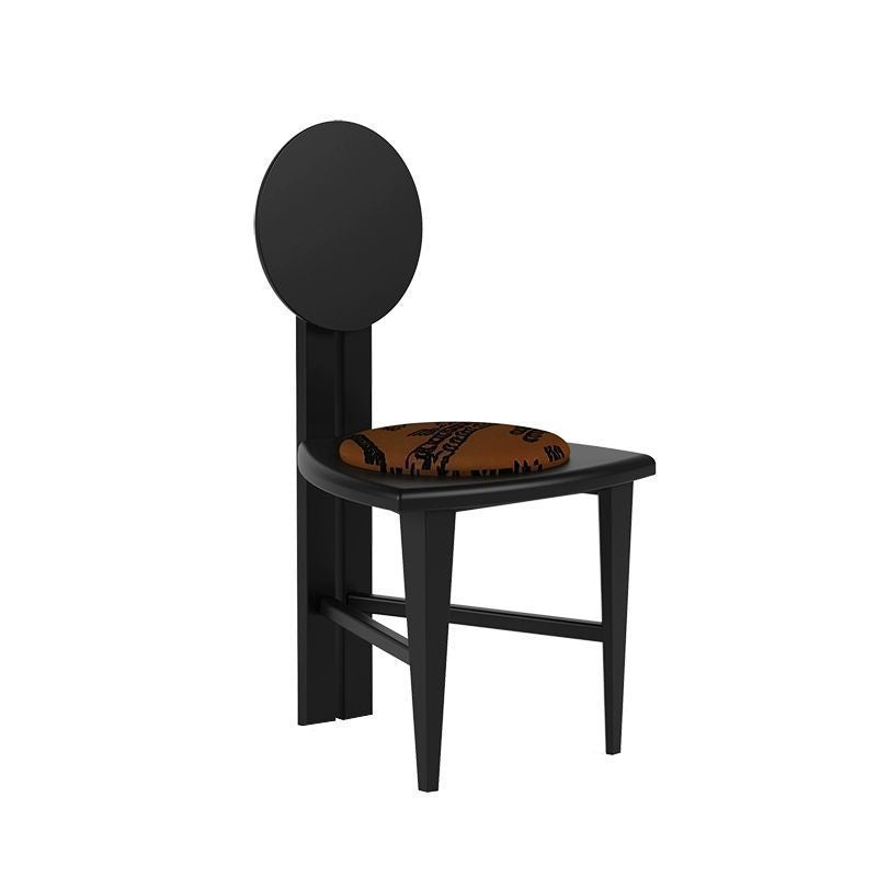 Modern Mid-Century Triangle Seat Solid Wood Dining Chair With Round Backrest For Dining Room
