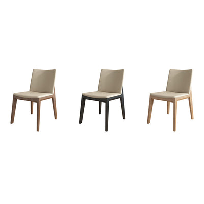 Contemporary Scandinavian Square Cushion Ash Solid Wood Leather Dining Chair Backrest For Dining Room