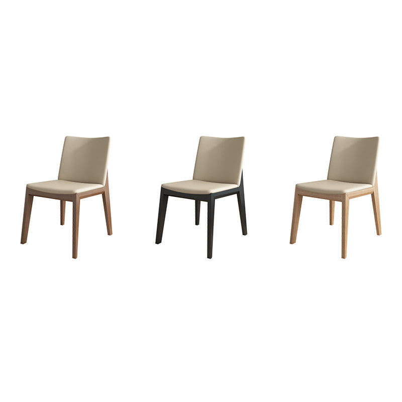 Contemporary Scandinavian Square Cushion Ash Solid Wood Leather Dining Chair Backrest For Dining Room