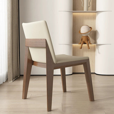 Contemporary Scandinavian Square Cushion Ash Solid Wood Leather Dining Chair Backrest For Dining Room