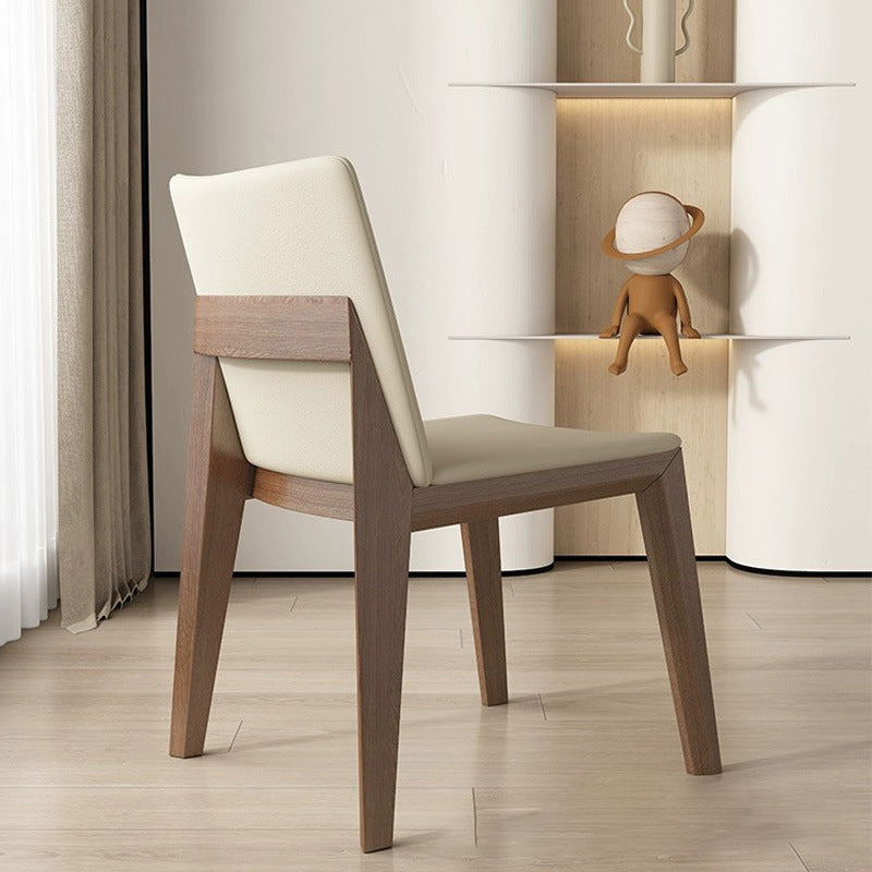 Contemporary Scandinavian Square Cushion Ash Solid Wood Leather Dining Chair Backrest For Dining Room
