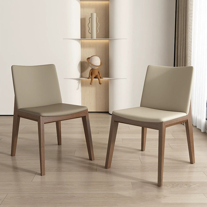 Contemporary Scandinavian Square Cushion Ash Solid Wood Leather Dining Chair Backrest For Dining Room
