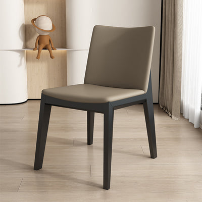 Contemporary Scandinavian Square Cushion Ash Solid Wood Leather Dining Chair Backrest For Dining Room