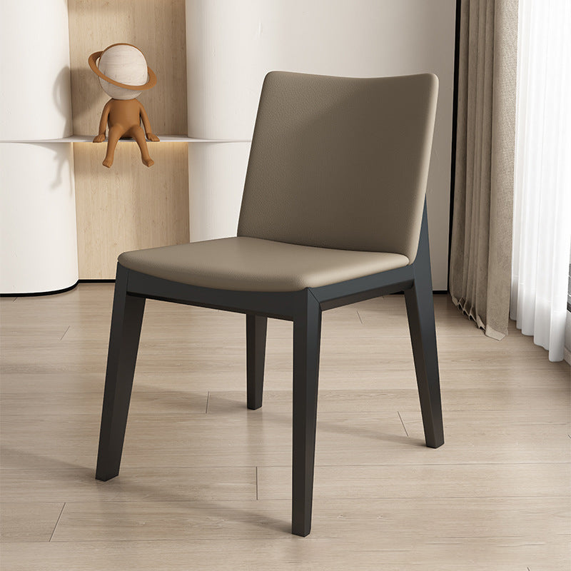 Contemporary Scandinavian Square Cushion Ash Solid Wood Leather Dining Chair Backrest For Dining Room