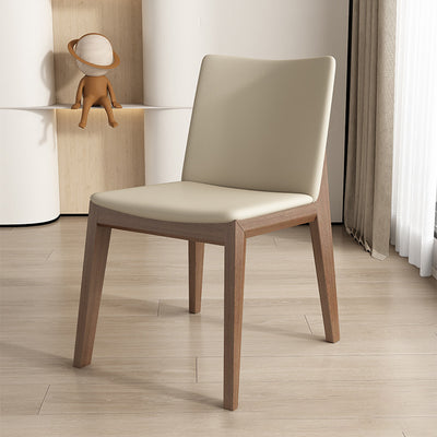 Contemporary Scandinavian Square Cushion Ash Solid Wood Leather Dining Chair Backrest For Dining Room