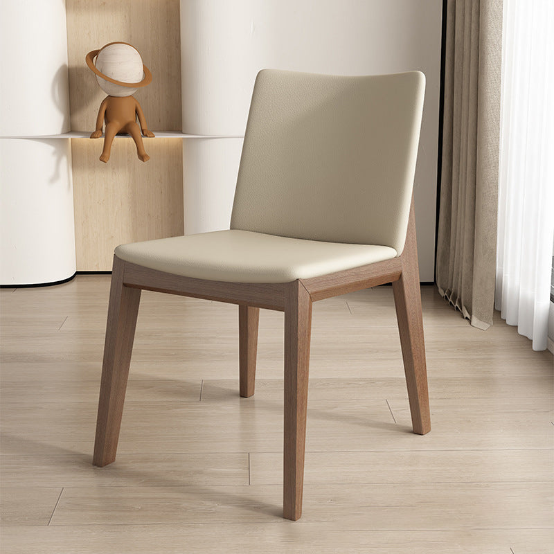 Contemporary Scandinavian Square Cushion Ash Solid Wood Leather Dining Chair Backrest For Dining Room
