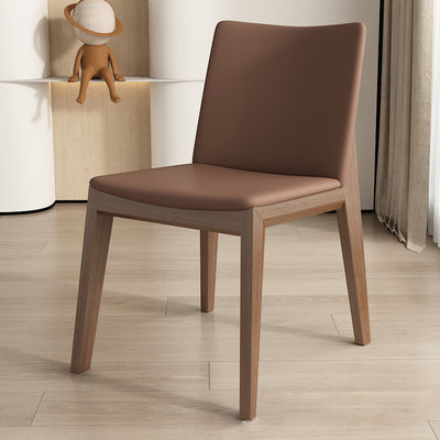 Contemporary Scandinavian Square Cushion Ash Solid Wood Leather Dining Chair Backrest For Dining Room