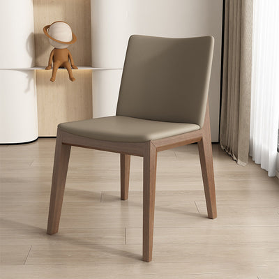 Contemporary Scandinavian Square Cushion Ash Solid Wood Leather Dining Chair Backrest For Dining Room