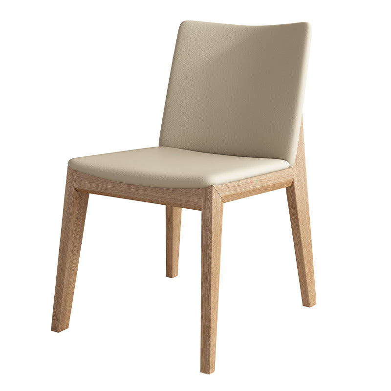 Contemporary Scandinavian Square Cushion Ash Solid Wood Leather Dining Chair Backrest For Dining Room