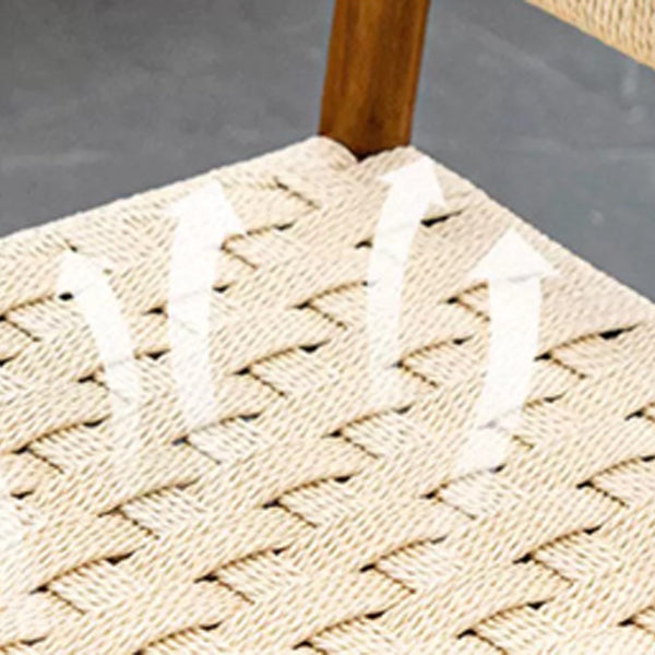Moderner ovaler Esszimmerstuhl im Mid-Century-Stil mit halbhohler Rückenlehne aus Kautschukholz und Kraftseil für das Esszimmer 