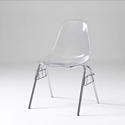 Modern Mid-Century Trapezoid Backrest Plastic Dining Chair With Iron Frame For Dining Room