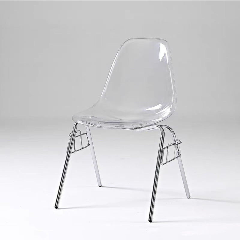 Modern Mid-Century Trapezoid Backrest Plastic Dining Chair With Iron Frame For Dining Room