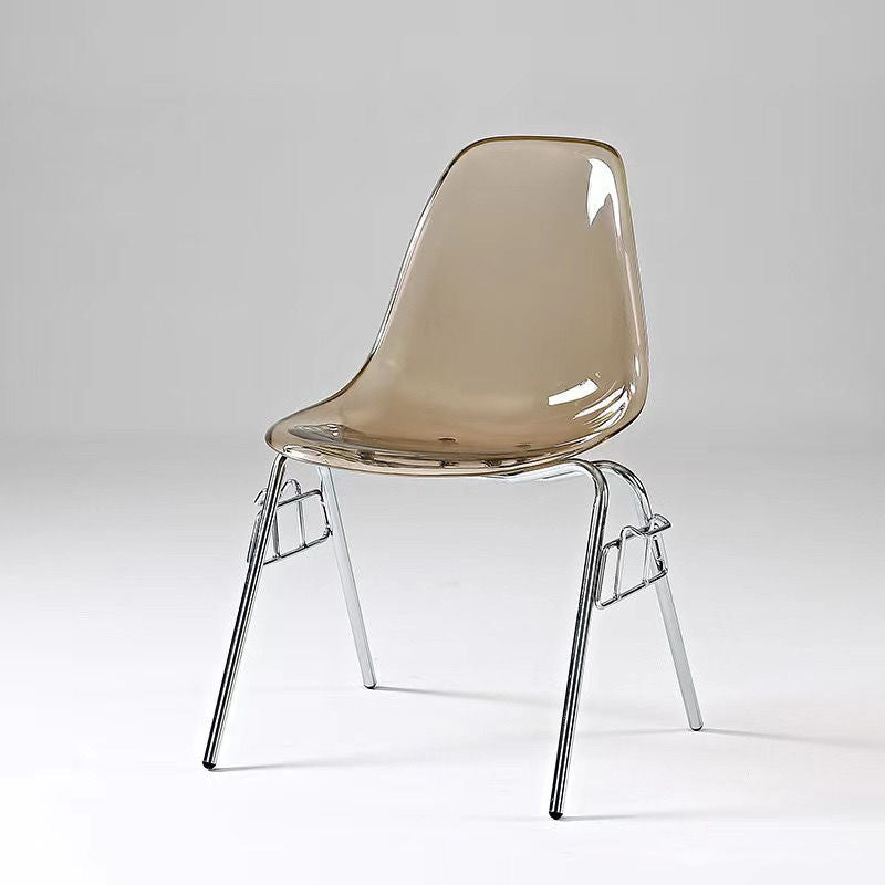 Modern Mid-Century Trapezoid Backrest Plastic Dining Chair With Iron Frame For Dining Room