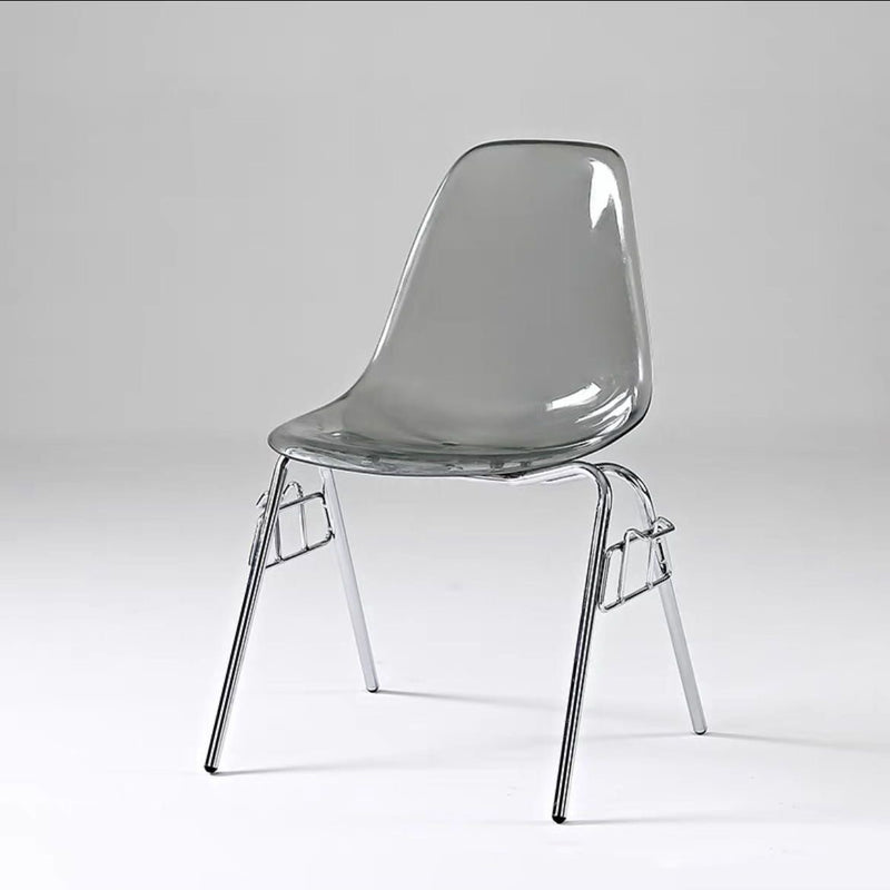Modern Mid-Century Trapezoid Backrest Plastic Dining Chair With Iron Frame For Dining Room