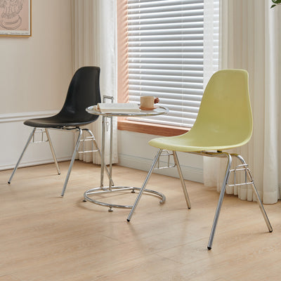 Modern Mid-Century Trapezoid Backrest Plastic Dining Chair With Iron Frame For Dining Room