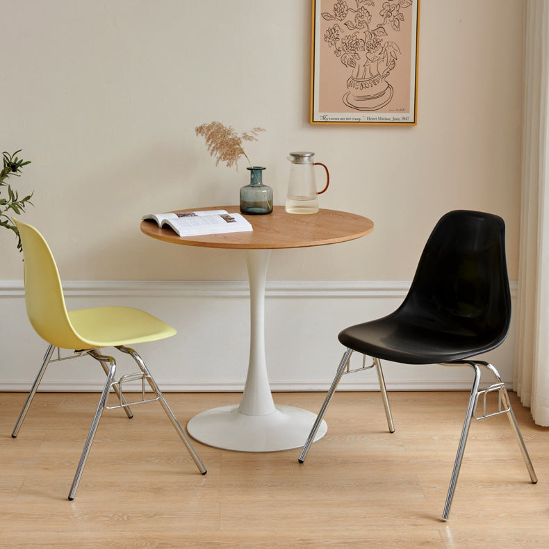Modern Mid-Century Trapezoid Backrest Plastic Dining Chair With Iron Frame For Dining Room