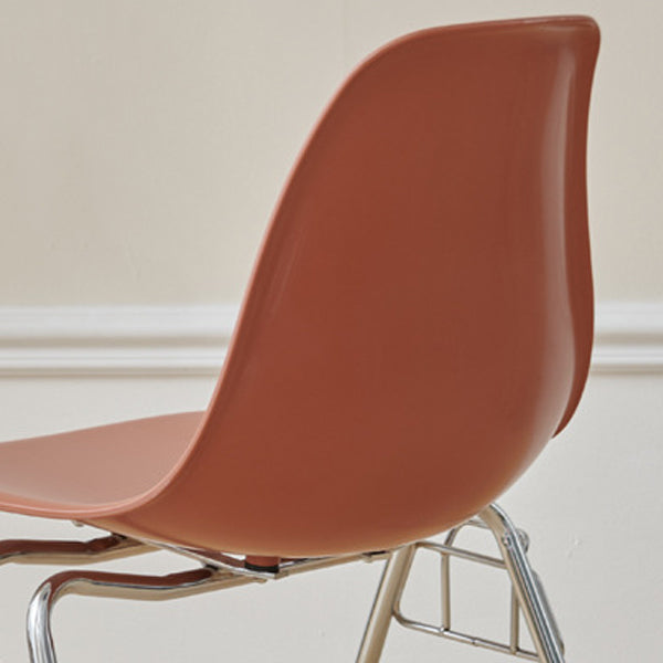 Modern Mid-Century Trapezoid Backrest Plastic Dining Chair With Iron Frame For Dining Room