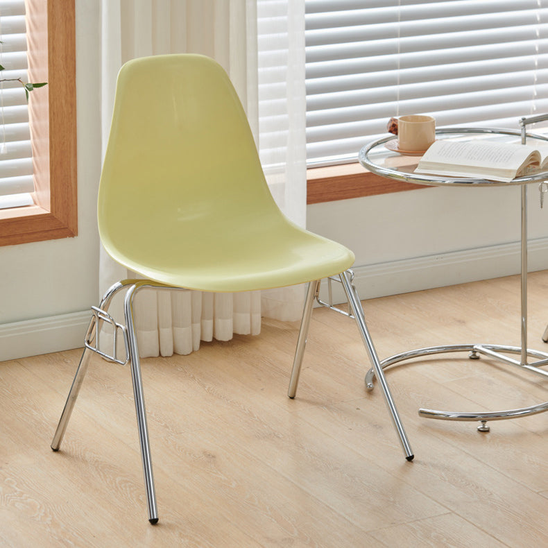 Modern Mid-Century Trapezoid Backrest Plastic Dining Chair With Iron Frame For Dining Room