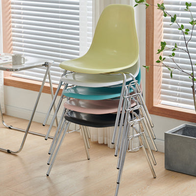 Modern Mid-Century Trapezoid Backrest Plastic Dining Chair With Iron Frame For Dining Room