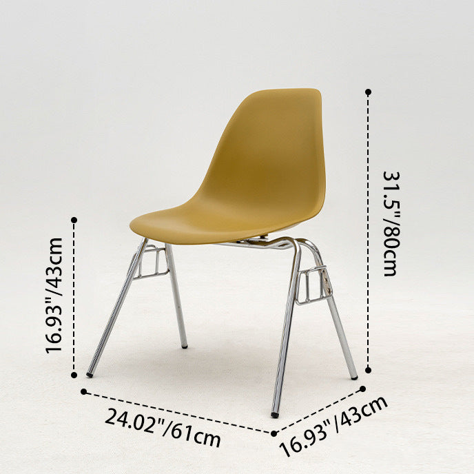 Modern Mid-Century Trapezoid Backrest Plastic Dining Chair With Iron Frame For Dining Room