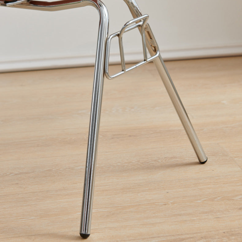 Modern Mid-Century Trapezoid Backrest Plastic Dining Chair With Iron Frame For Dining Room