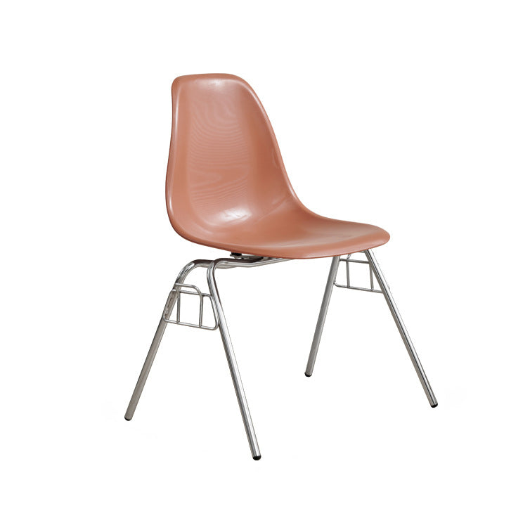 Modern Mid-Century Trapezoid Backrest Plastic Dining Chair With Iron Frame For Dining Room