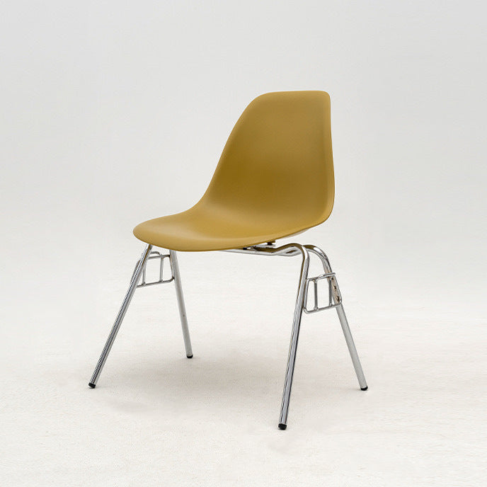 Modern Mid-Century Trapezoid Backrest Plastic Dining Chair With Iron Frame For Dining Room
