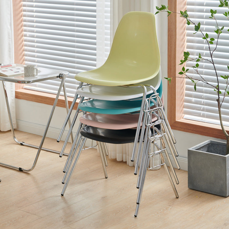 Modern Mid-Century Trapezoid Backrest Plastic Dining Chair With Iron Frame For Dining Room