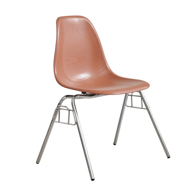Modern Mid-Century Trapezoid Backrest Plastic Dining Chair With Iron Frame For Dining Room