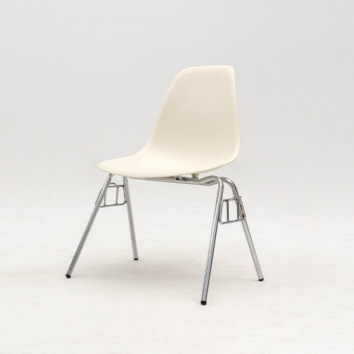 Modern Mid-Century Trapezoid Backrest Plastic Dining Chair With Iron Frame For Dining Room