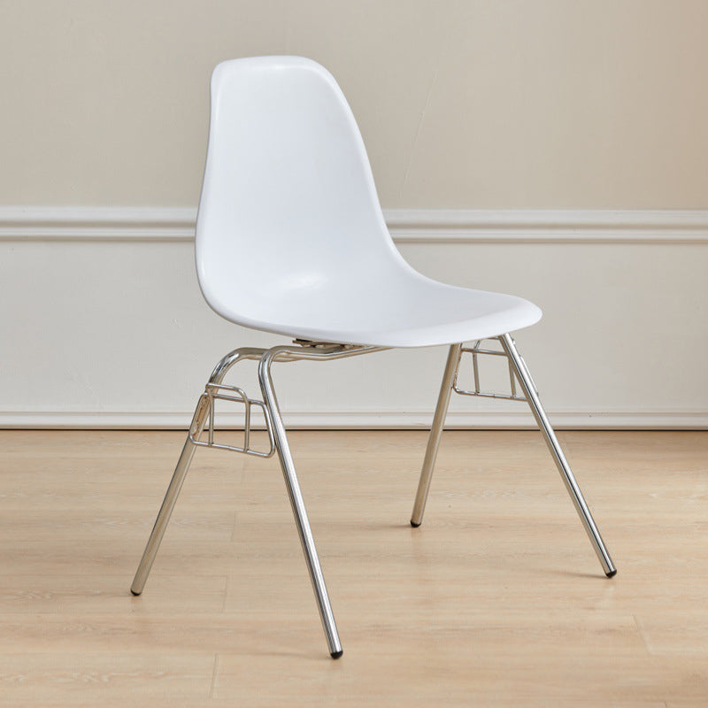 Modern Mid-Century Trapezoid Backrest Plastic Dining Chair With Iron Frame For Dining Room